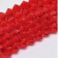 thumbnail image 1 of Transparent Glass Beads Strands Faceted Bicone Red 4x4mm Hole: 0.8mm about 80~85pcs/strand 30~32cm, 1 of 3