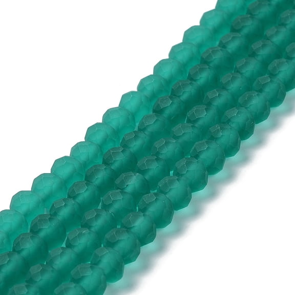 Transparent Glass Beads Strands Faceted Frosted Rondelle Teal 2.9~3.3mm Hole: 1mm about 145~150pcs/strand 34~35cm