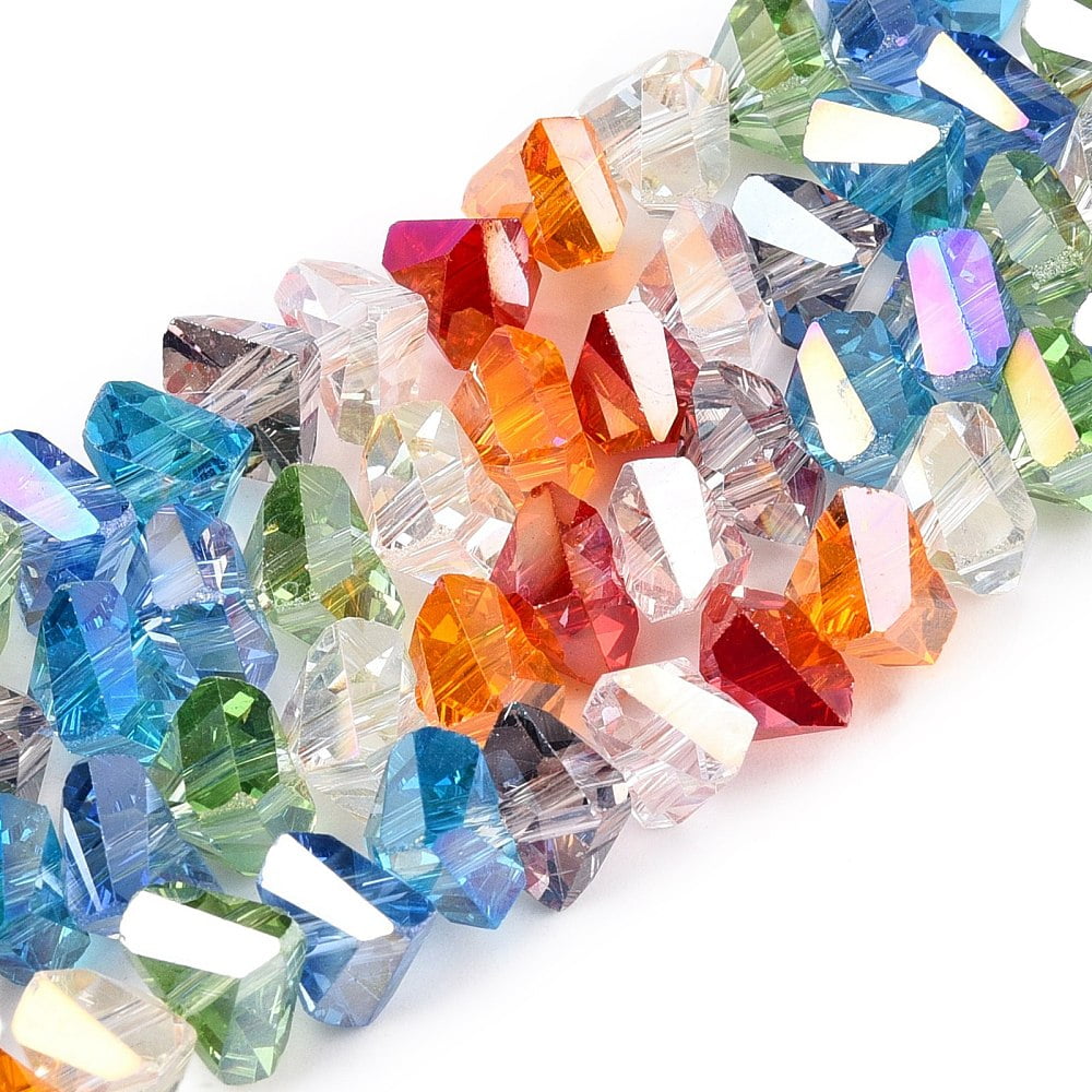 Transparent Glass Beads Strands Faceted Heart Colorful 5x8~8.5x8~8.5mm Hole: 1.2mm about 72pcs/strand 14.02''(35.6cm)