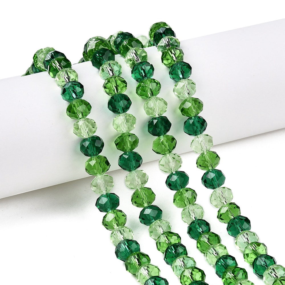 Transparent Glass Beads Strands Faceted Rondelle Lime Green 8x6.5mm Hole: 1mm 64~66pcs/strand 15.55~16.8''(39.5~42cm) diy