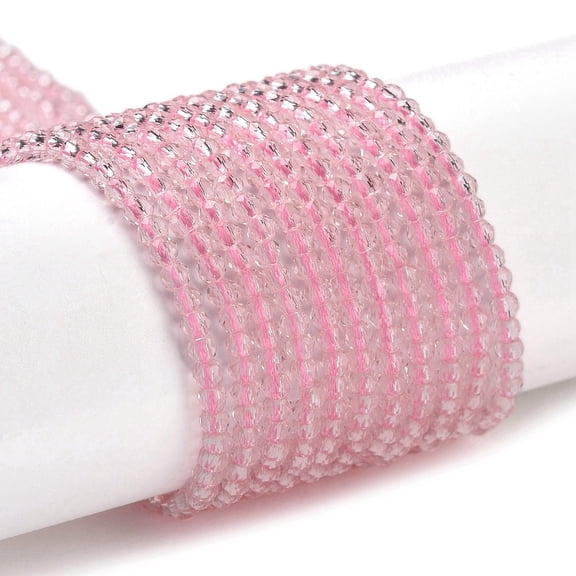 Transparent Glass Beads Strands Faceted Round Flamingo 2.3x2mm Hole: 0.8mm 145-150pcs/strand 34-35cm