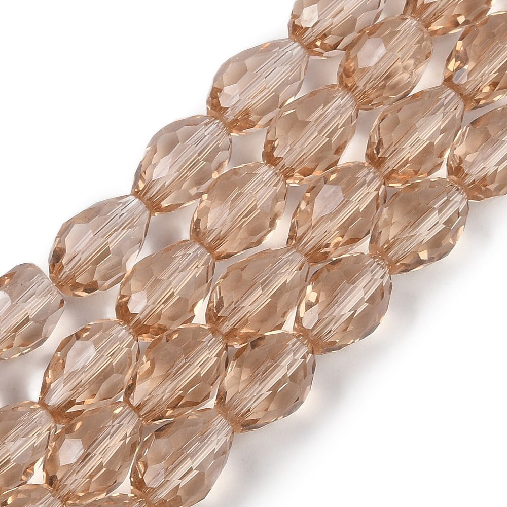 Transparent Glass Beads Strands Faceted Teardrop Camel 11.5x8mm Hole: 1.2mm about 55~57pcs/strand 25.59 inch(65cm)
