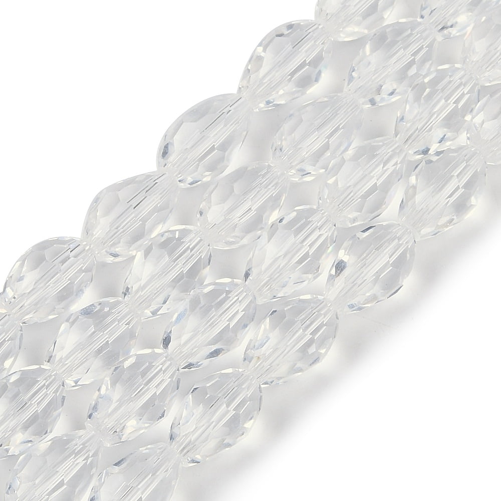 Transparent Glass Beads Strands Faceted Teardrop Clear 8x6mm Hole: 1.2mm about 65~67pcs/strand 20.08 inch(51cm)