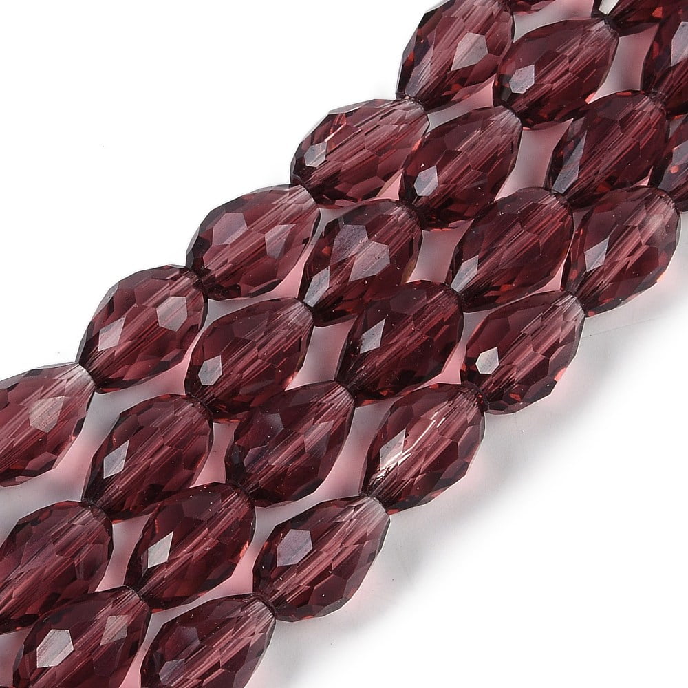 Transparent Glass Beads Strands Faceted Teardrop Indian Red 15x10mm Hole: 1.6mm about 46~48pcs/strand 27.95 inch(71cm)