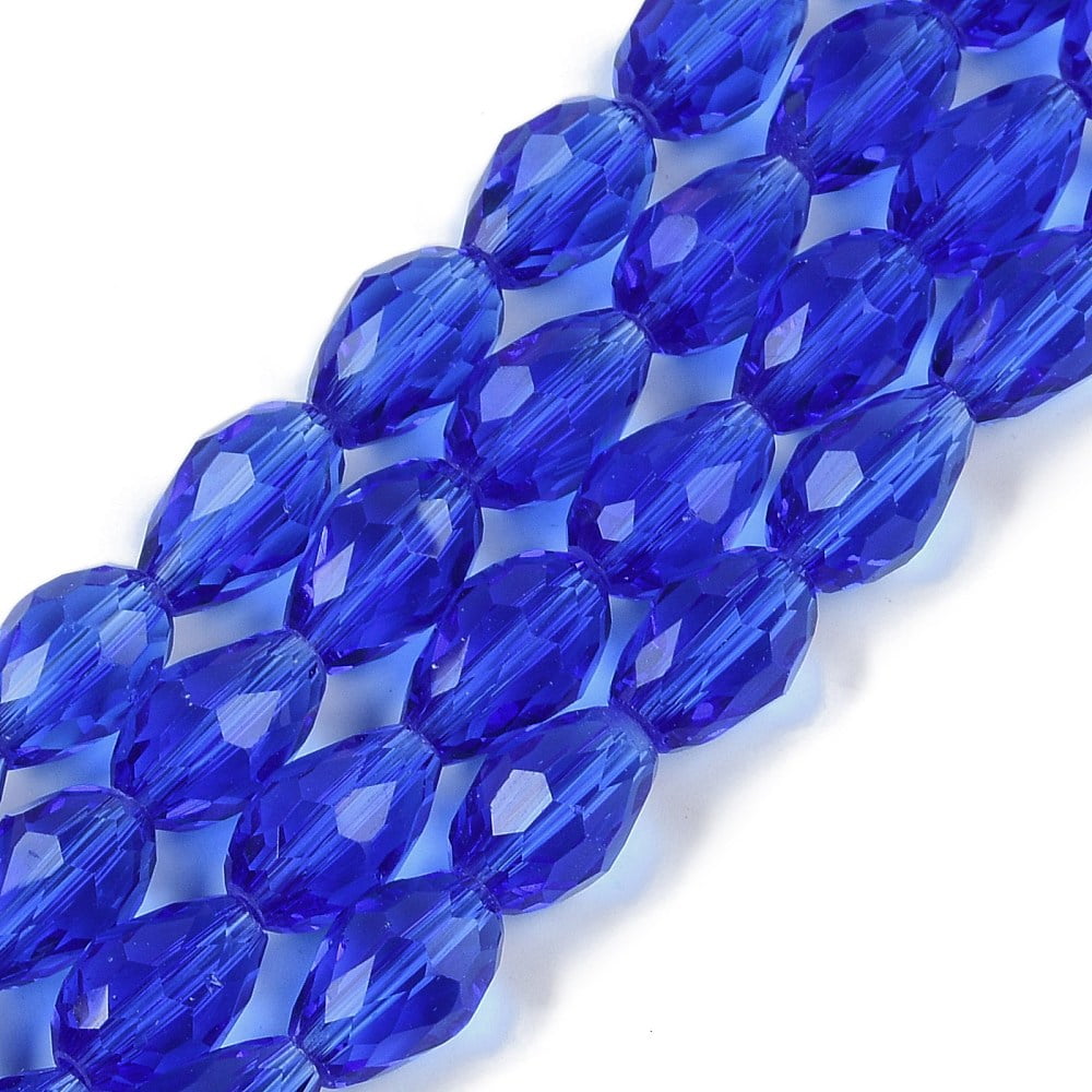 Transparent Glass Beads Strands Faceted Teardrop Medium Blue 15x10mm Hole: 1.6mm about 46~48pcs/strand 27.95 inch(71cm)