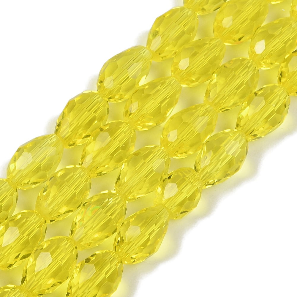 Transparent Glass Beads Strands Faceted Teardrop Yellow 15x10mm Hole: 1.6mm about 46~48pcs/strand 27.95 inch(71cm)
