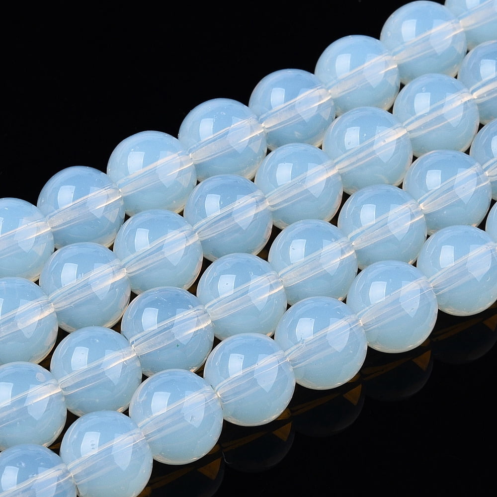 Transparent Glass Beads Strands Round Creamy White 8~8.5mm Hole: 1.5mm about 51~53pcs/strand 14.96 inch~15.55 inch(38~39.7cm)