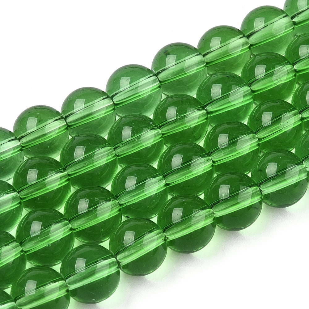 Transparent Glass Beads Strands Round Green 8-8.5mm Hole: 1.5mm 51-53pcs/strand 14.96 inch-15.55 inch(38-39.7cm)