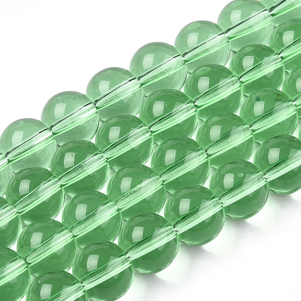 Transparent Glass Beads Strands Round Light Green 8~8.5mm Hole: 1.5mm about 51~53pcs/strand 14.96 inch~15.55 inch(38~39.7cm)