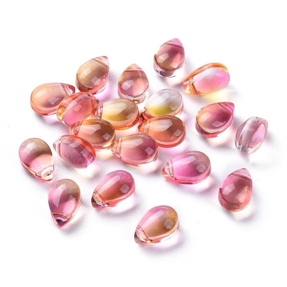 Transparent Glass Beads Top Drilled Beads Teardrop Light Salmon 9x6x5mm Hole: 1mm for DIY