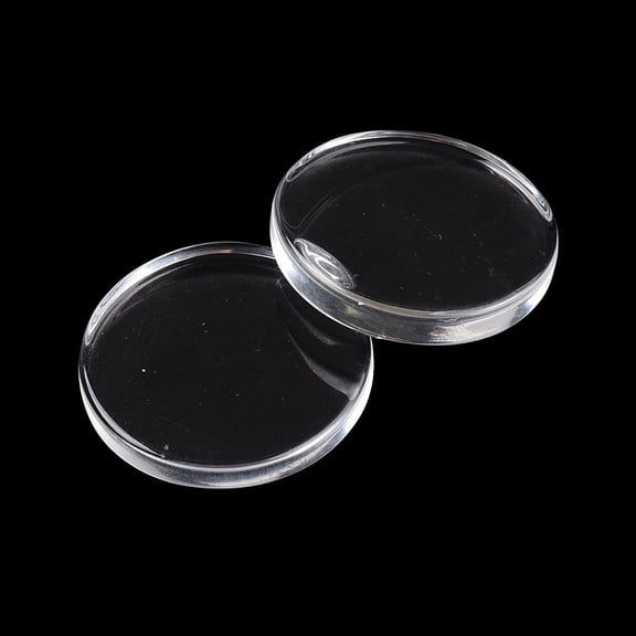 Transparent Glass Cabochons Double-Side Flat Round Clear 25x4mm