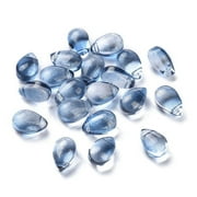 NOBRAND Transparent Glass Charms Glitter Gold Powder Teardrop Blue 9x6x5mm Hole: 1mm