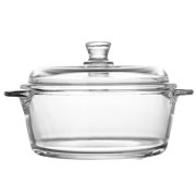 Transparent Glass Cooking Pot with Lid & Double Handles - Stove Top Slow Cooker for Soup, Milk & Baby Food, Heat Resistant Glass Casserole for Home Kitchen