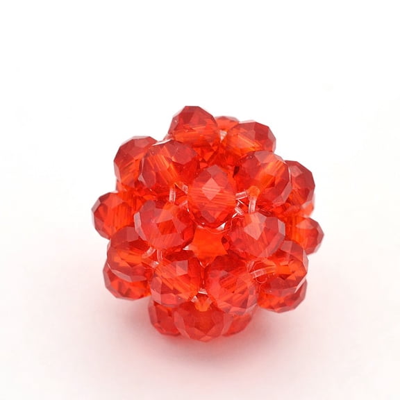 Transparent Glass Crystal Round Woven Beads Cluster Beads Red 22mm Beads: 6mm