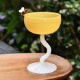 thumbnail image 1 of Transparent Glass Cute Lemon Peach Rose Bee Flower Hand-painted Goblet Ice Cream Cup French Romantic Dessert Cups, 1 of 4