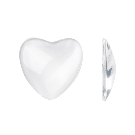 Transparent Glass Heart Cabochons Clear 29x30x7mm