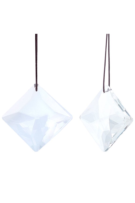 Transparent Glass Pendants with 304 Stainless Steel Split Rings for Chandelier Hanging Pendants Rhombus 69x69x22mm Hole: 1.8mm