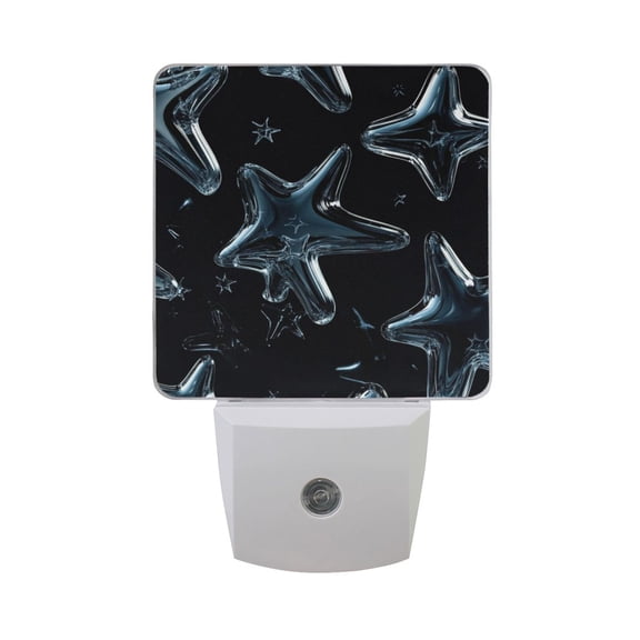 Transparent Glass Stars LED Night Light with Smart Sensor Plug Into Wall Dusk to Dawn 2 packs