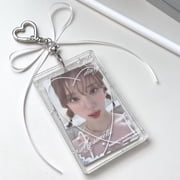 Transparent Glitter Acrylic Card Holder Photocard Holder with Love Heart Keychain 3inch Photo K-Pop Idol Card Case ID Card Holder