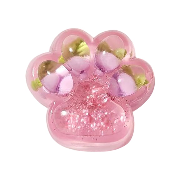 Transparent Glitter Ice Texture Cat Paw Squishy Fidget Toys for Adults Soft Sticky TPR Slow Rebound Handheld Sensory Gadget Indoor Office Desk Decor Multi Style 1 Pack