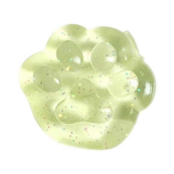 Transparent Glitter Ice Texture Cat Paw Squishy Fidget Toys for Adults Soft Sticky TPR Slow Rebound Handheld Sensory Gadget Indoor Office Desk Decor Multi Style 1 Pack