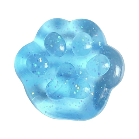 Transparent Glitter Ice Texture Cat Paw Squishy Fidget Toys for Adults Soft Sticky TPR Slow Rebound Handheld Sensory Gadget Indoor Office Desk Decor Multi Style 1 Pack