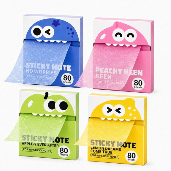 Transparent Glitter Sticky Notes 80 Sheets Pull Out Sparkly Memo Pads CPP Film Self Adhesive See Through Notes Smooth Writing for Books Planners Journals Documents Office Home Desktop
