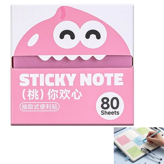 Transparent Glitter Sticky Notes Pull Out Cute Post It Notes 80 Sheets Sparkle Paper Notepads Self Adhesive Memos For Back To School Journal Office Supplies School Supplies Bulk,pink