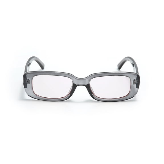 Transparent Gray Frame Clear Lens Glasses - Oversized Square Fashion Decorative Eyewear