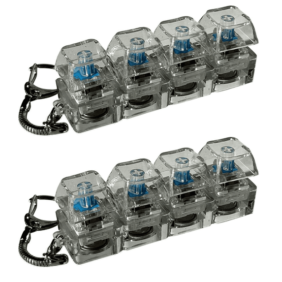 Transparent Gray Mechanical Key Clicker 2-Pack – with Dynamic Multicolor LED Effect, Satisfying Clicky Fidget Toy for Stress Relief & Focus, Battery Included