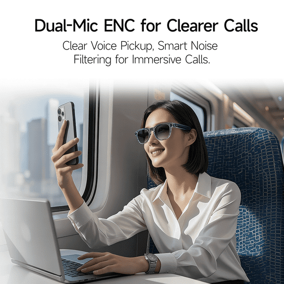 Transparent Green Al Smart Glasses with 8MP Camera