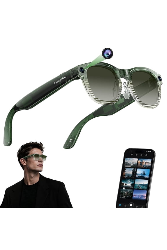 AI Smart Glasses for Men Women Bluetooth Glasses with Voice Assistant Real Time Translation Audio Recording Open Ear Music Hands Free Calls App Control for Android iOS