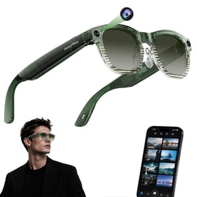 AI Smart Glasses for Men Women Bluetooth Glasses with Voice Assistant Real Time Translation Audio Recording Open Ear Music Hands Free Calls App Control for Android iOS