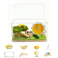 thumbnail image 1 of Transparent Hamster Cage with  2nd Floor, Bathhouse, Hideout, Wheel, Toy, Water Bottle & Bowl - Complete Habitat for Hamsters, Mice, Gerbils(23.6 x 13.8 x 12.2 Inches), 1 of 9