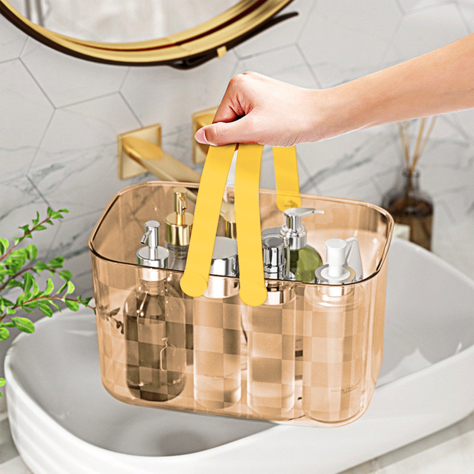 Transparent Handle Shower Caddy,Plastic Bath Storage Organizer Basket ...