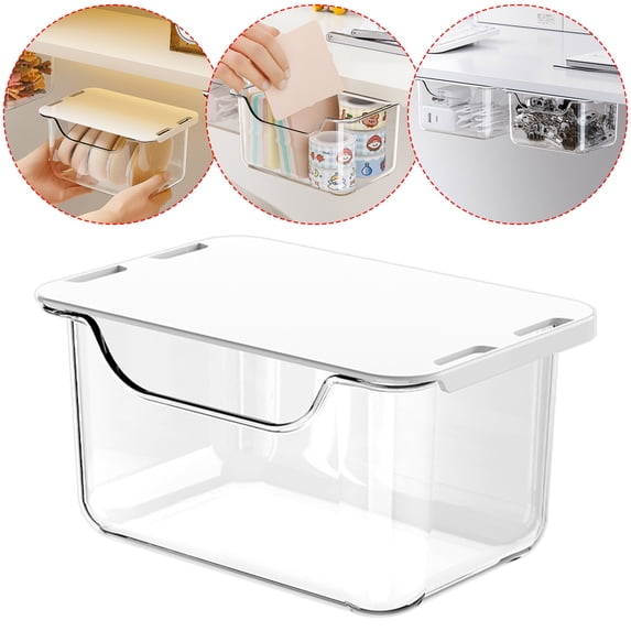 Transparent Hanging Storage Box Cabinet Punch-Free Drawer Organizer Desktop Storage for Office, School, Bedroom, Kitchen and Small Items