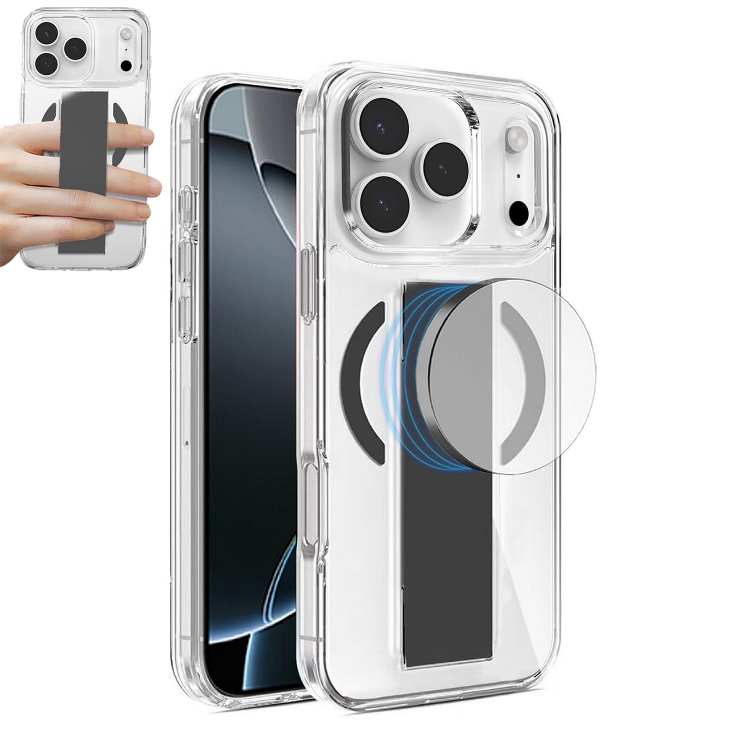 Transparent Hard Back Case with MagGrip for iPhone 17 Pro Max - Black