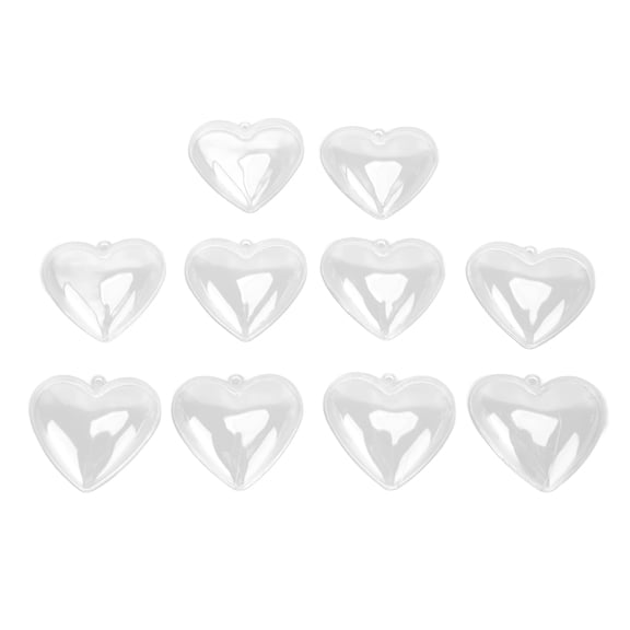 Transparent Heart Shape Plastic Ornaments Clear Fillable Ball for Christmas Tree Holiday Hanging Decorations DIY Arts Crafts 5 Pcs Pack Large, 4.33 inches / 11.0 cm