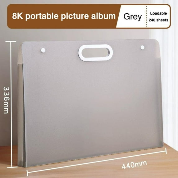 Transparent High Quality 4K/8K/16K Paper Organizer Drawing Bag Waterproof A2/A3/A4 File Folder Picture Album Drawing Paper Collection Book Painting Paper Storage Bag GREY 8K