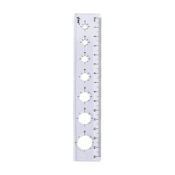 Transparent Hole Ruler with Wavy Edge, 15cm Flexible Plastic, Shatterproof, Precise Measuring for Drawing and Drafting, 1 Piece