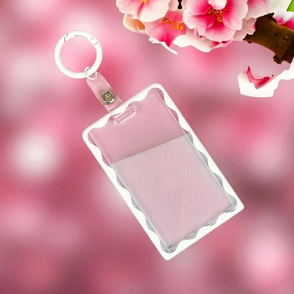 Transparent ID Card Holder with Keychain for Campus Transit Work Protects Student IDs Smart Cards Access Passes