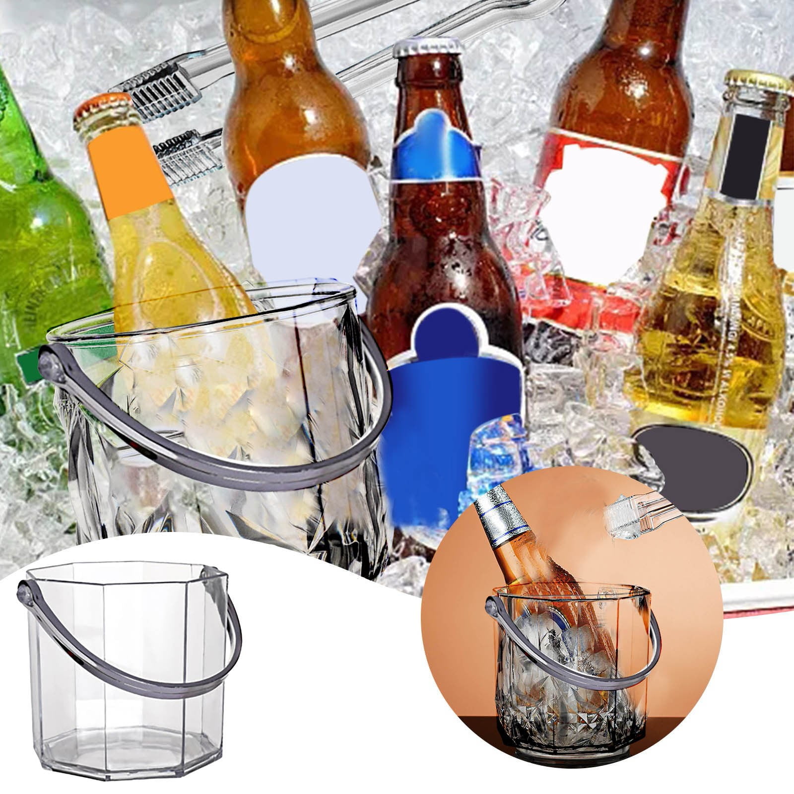 Transparent Ingot Ice Bucket Acrylic Champagne Bucket Big Ice Bucket