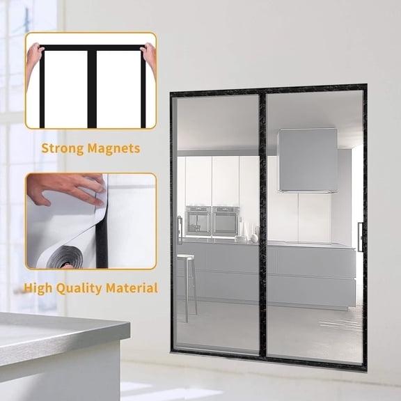 Transparent Insulated Door Curtain, Magnetic Thermal Door Cover Screen Door Self-Closing Privacy Magnetic Screen Door Hands Free for Kitchen, Bedroom, Air Conditioner Room, Fits Doors up to 72" x 80"