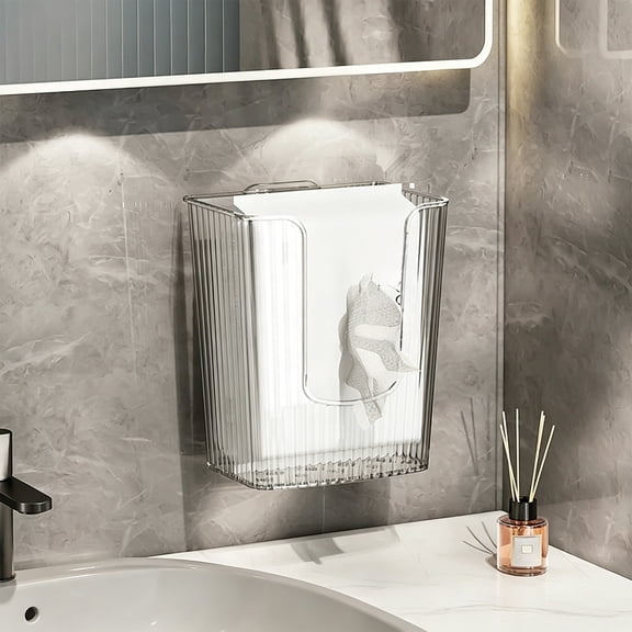 Transparent Inverted Face Towel Tissue Box Wall-Mounted for Kitchen Bathroom Toilet Storage Dispenser