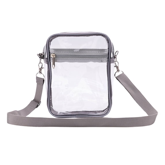 Transparent Jelly Backpack, Single Shoulder PVC Clear Bag for Sports Travel Gym - Portable Stadium Approved Clear Wallet with PVC Buckle Handle (Grey)