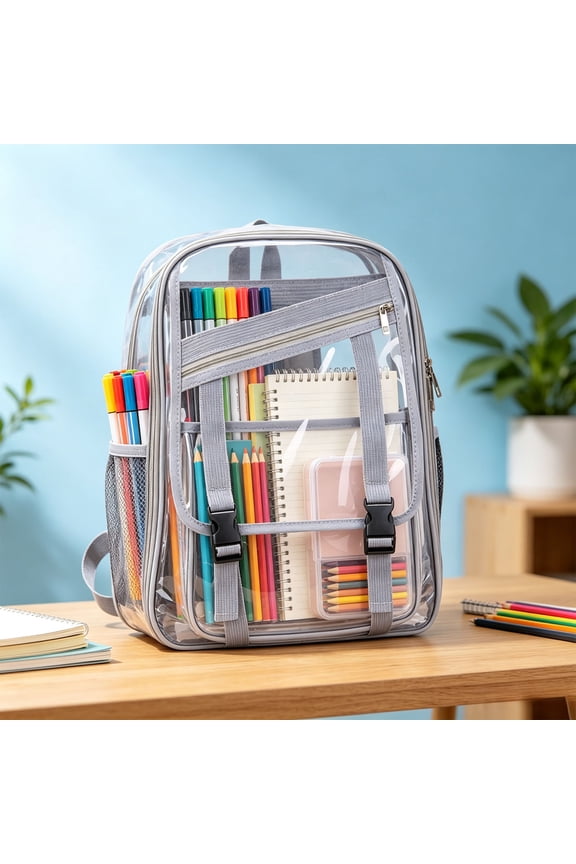Transparent Jelly Backpack for Security Check - Large Capacity Minimalist Daypack, Lightweight Waterproof Shoulder Bag for Travel, Gray, JASKFLY