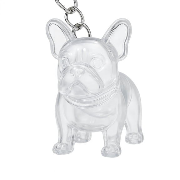 Transparent Keepsake Keychain, Bulldog Hair Keepsake Pendant, Clear Acrylic Memory Storage Charm for Small Items, Hair, Glitter, Sand or Beads