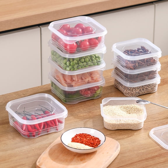 Transparent Kitchen Food Storage Container Box - Plastic Freezer Refrigerator Organizer • Airtight Stackable Clear Bin • Pantry Fridge Food Saver