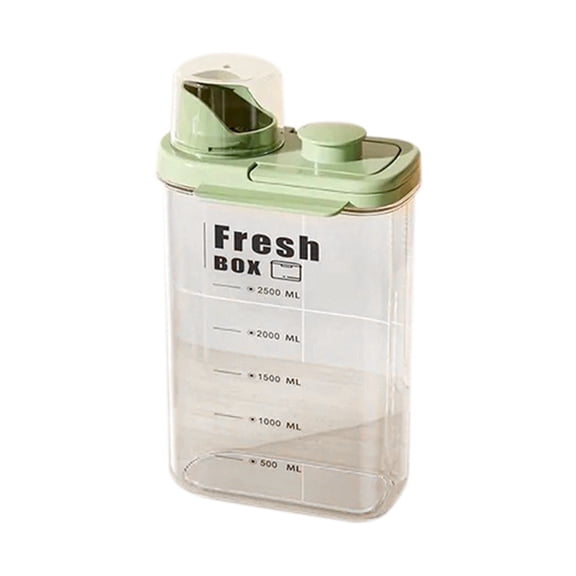 Transparent Kitchen Grain Storage Container with Handle, 2800ml, Moisture-Proof and Insect- Green