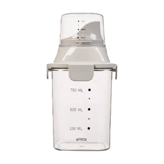 Transparent Kitchen Storage Container with Measuring Cup, Small 1L Clear - Multi-Purpose Sealed Box for Dry & Liquid Ingredients